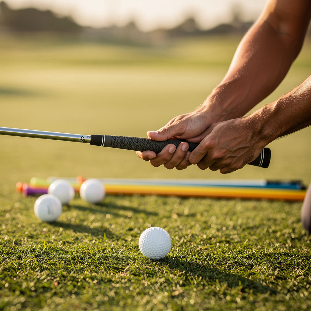 San Diego Golf Academy junior golf camp students learning putting techniques on the green